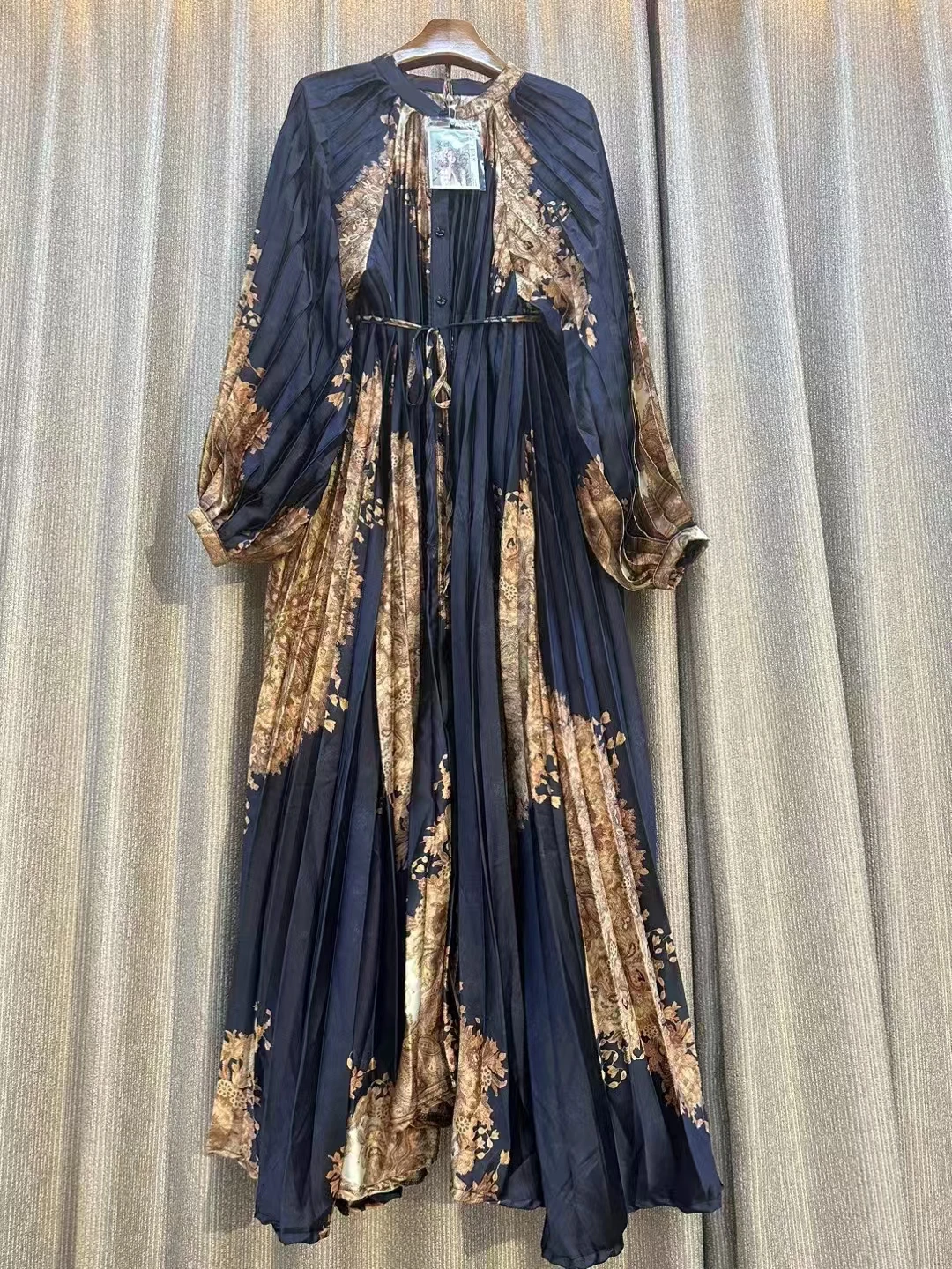 Vestido largo con estampado Floral para mujer, ropa plisada de línea a, elegante, informal, Vintage, para fiesta de cumpleaños y graduación, Verano