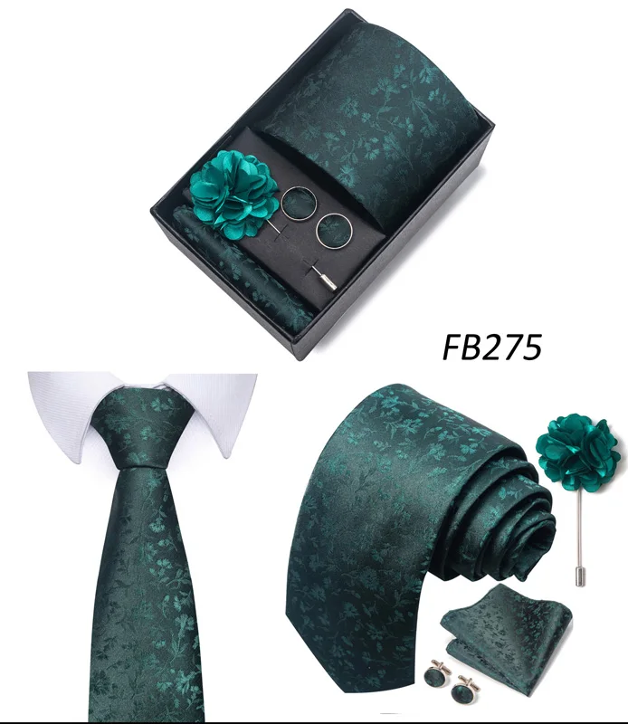 Neue Designer Blau Rot Grün Paisley Krawatten Für Männer Hochzeit Party Krawatte Luxus Krawatte Einstecktuch Cufllink Brosche Set – Detail 15