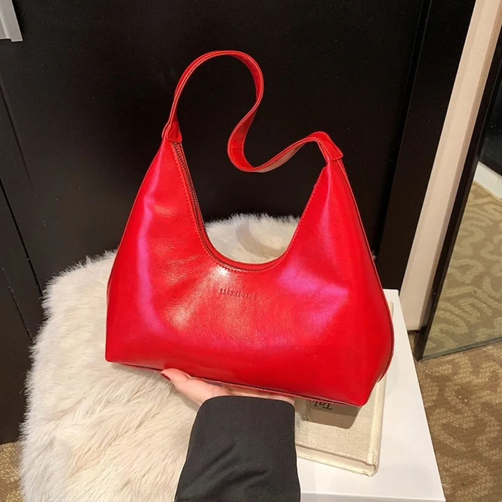 

Retro Solid Color Women Hobo Bag Large Capacity Anti-Splash Water Underarm Bag Handbag Side Bag PU Leather Shoulder Bag Ladies