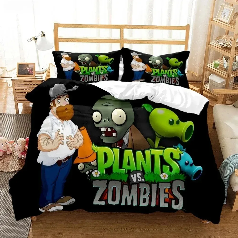 

Plants Vs Bedding Sets Zombie US Europe UK Size Quilt Cartoon Bed Cover Duvet Cover Pillow Case 3 Pieces Sets Adult Children