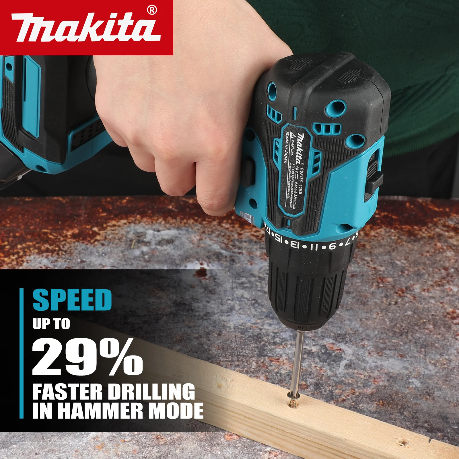 

Makita DDF485 Compact Cordless Electric Tool Brushless Drill 18V Lithium Battery Brushless 1800RPM High Speed Electric Tools
