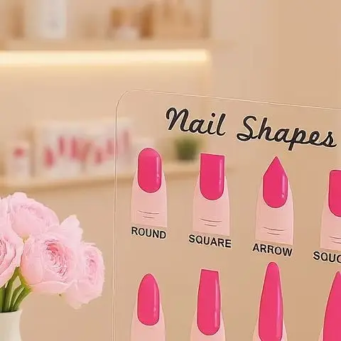 

Transparent Acrylic Board Wood Base With Diamond Nail Shapes Display Board Nails Art Prop Desktop Nail Art Works Show Board