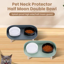 Cat Bowl Dog Bowl Double Bowl Anti-upset Cat Food Bowl Cervical Protection Cat Food Bowl Dog Water Bowl Pet Supplies