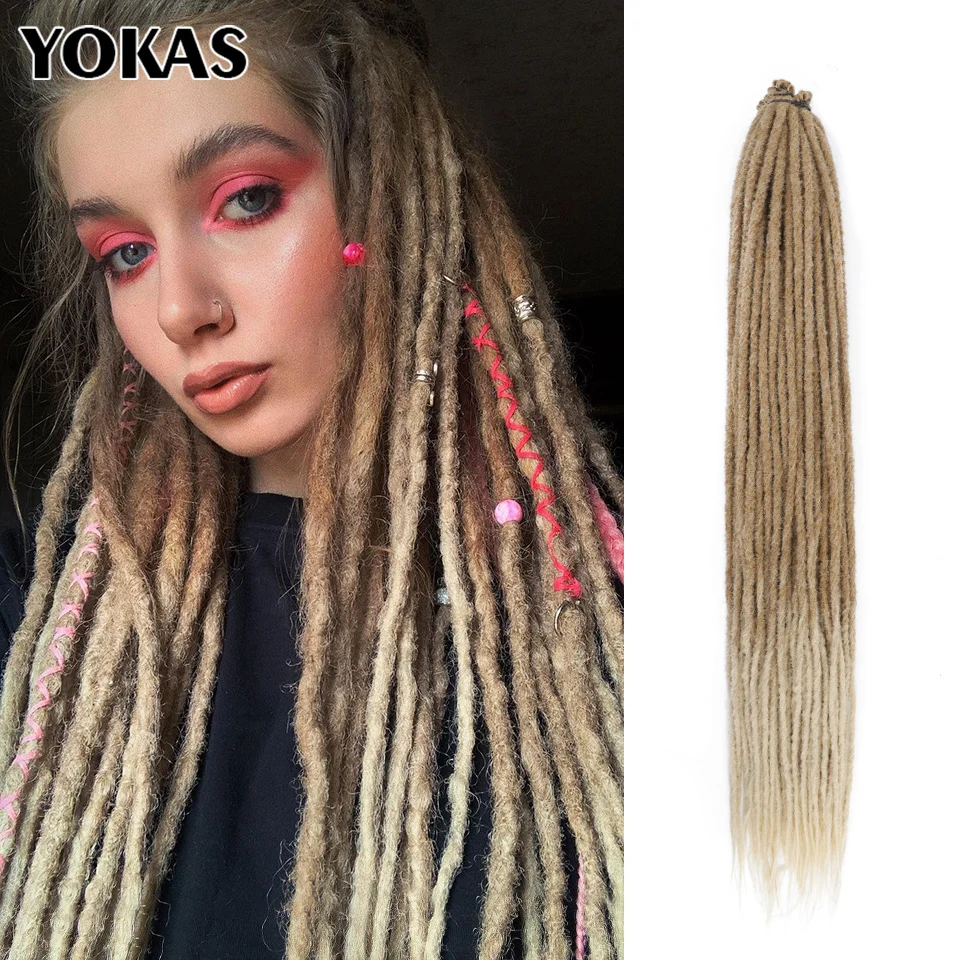 YOKAS – Extensions de Dreadlocks synthétiques faites à la main, 24 à 36 pouces, pour femmes