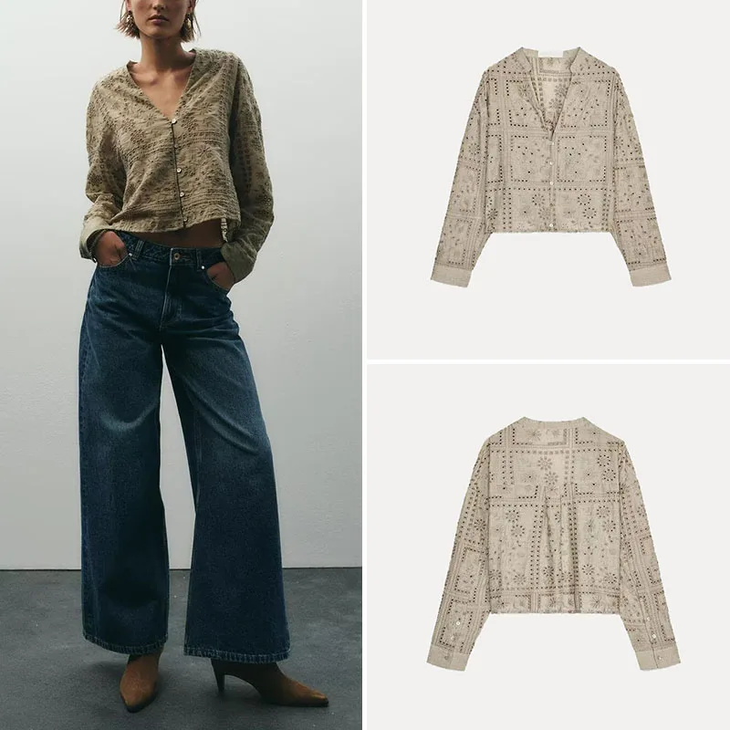 Casual lungo Sve da donna Sle ricamato scava fuori irt Primavera 2025 Nuovo arrivo Z fibra di poliestere 00%