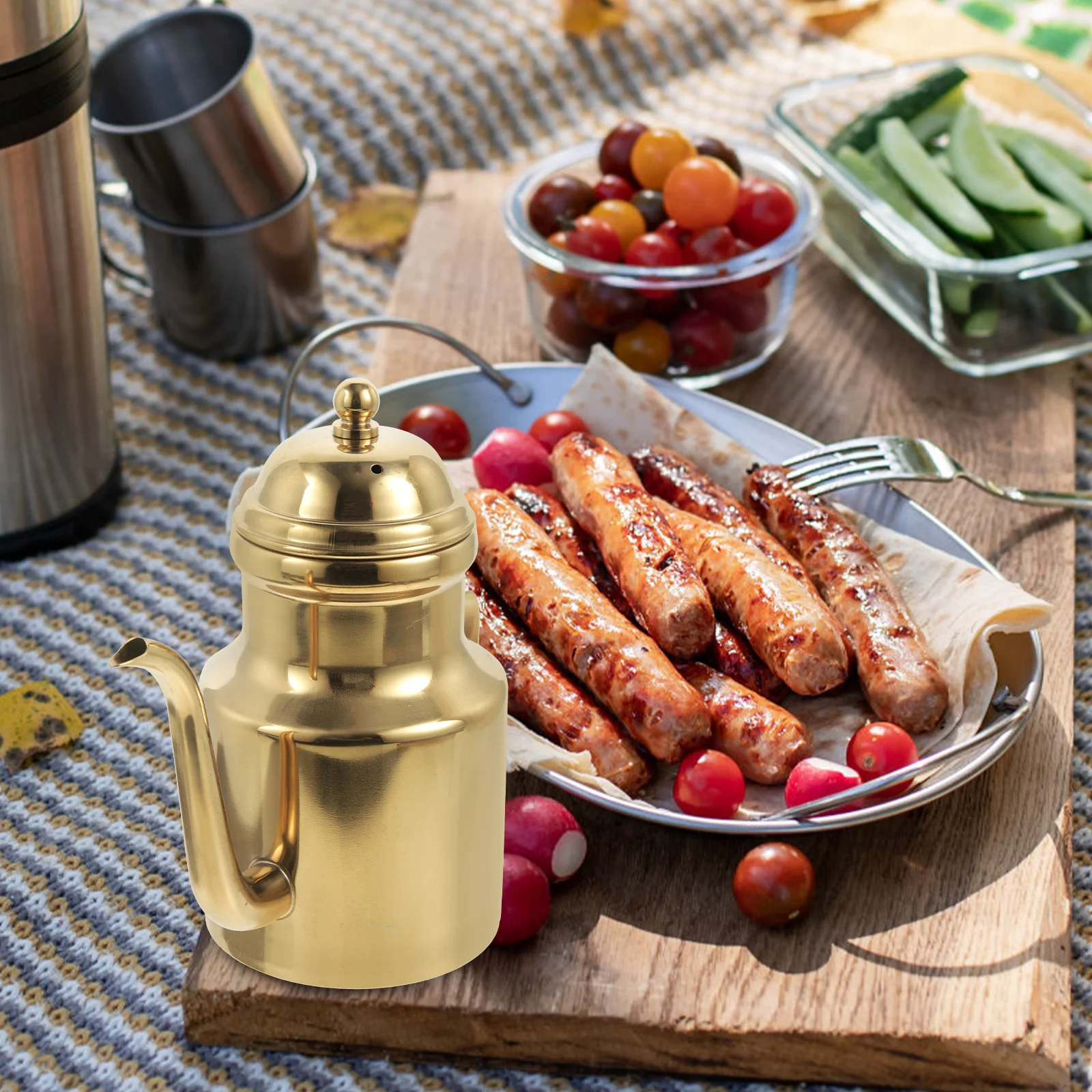 

Stainless Steel Dispenser Korean Style Premium Metal Kitchen Bottle Household Container with Lid for Vinegar Soy Sauce
