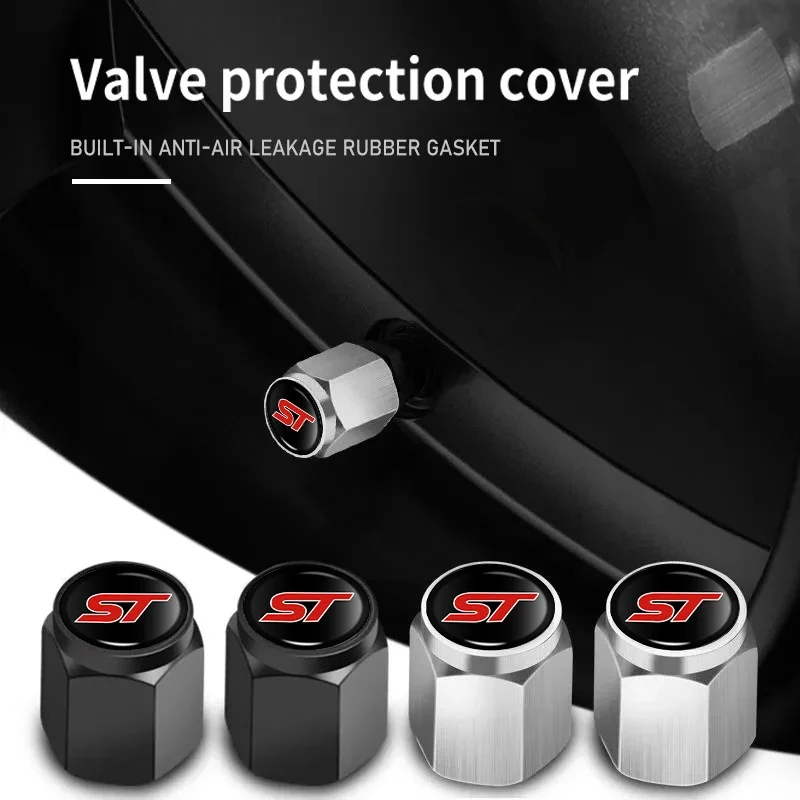 5 uds llanta de neumático de rueda de coche cubierta de vástago tapa de válvula de neumático accesorios para Ford S-MAX Kuga Mondeo Fusion KA Everest Escape ST Racing