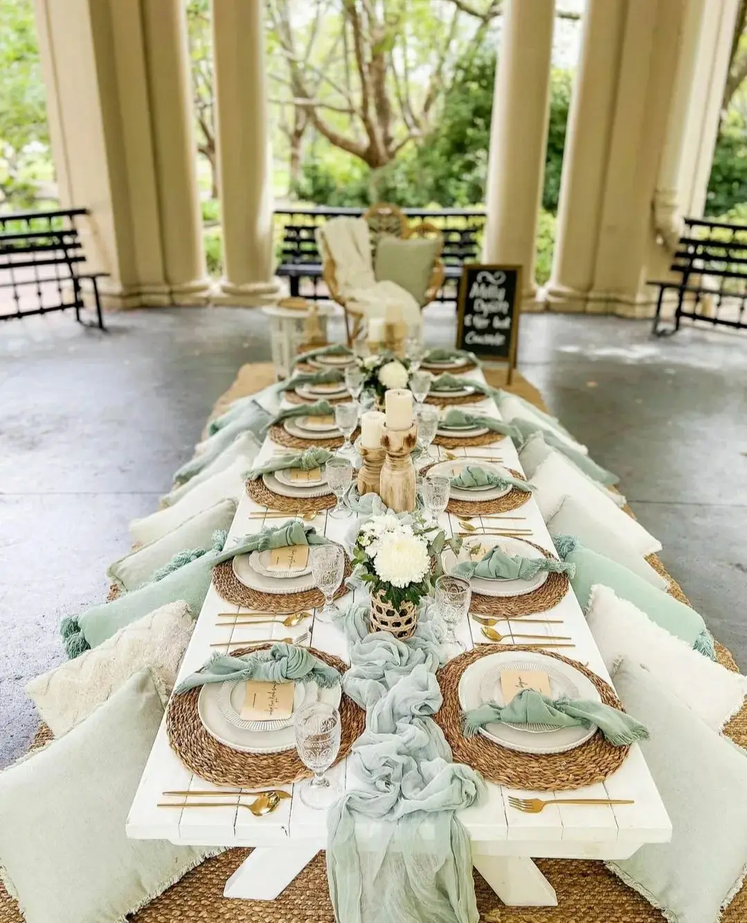 Burr Texture Cotton Gauze Wedding Decoration Table Runner Green Retro Cloth Dining Napkins for Kitchen Dining Table
