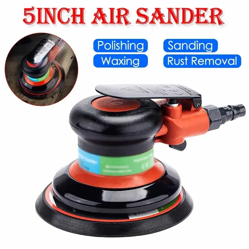 5inch Pneumatic Orbital Sander Air Polisher Car Polishing Waxing Metal Grinding Machine Air Sander Pneumatic Tools