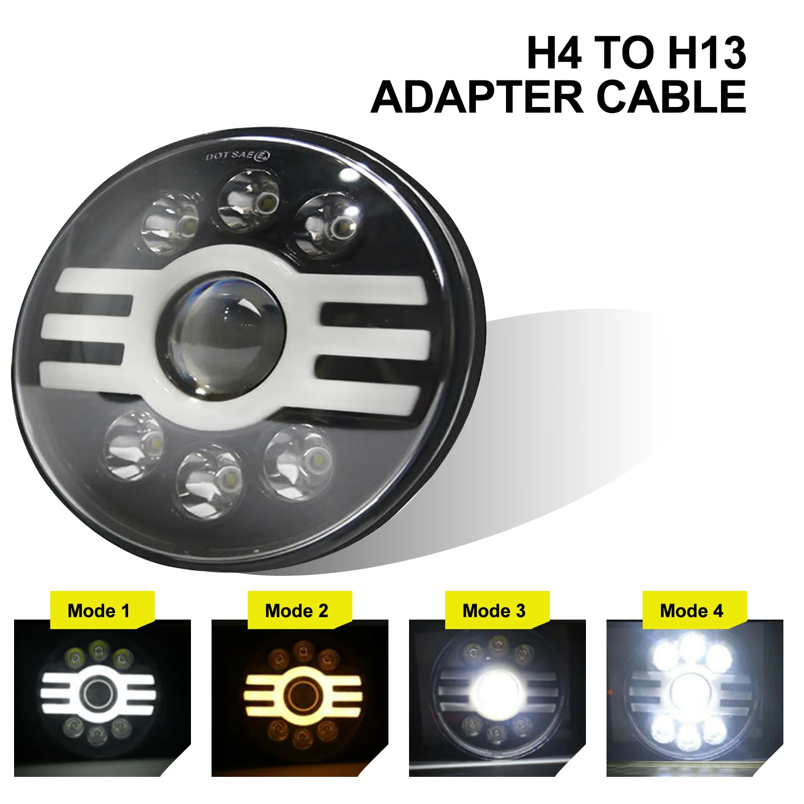 سيارة LED ضوء مستدير 7in قطر 500 واط 6 الخرز سبائك الألومنيوم جولة LED سيارة ضوء سيارة LED ضوء دائري جولة LED سيارة الخفيفة