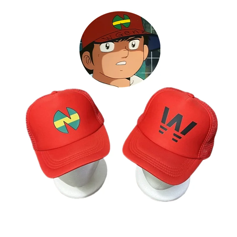 Casquette de baseball en maille imprimée avec logo de l'équipe Captain Tsubasa, style dessin animé, pour cosplay Wakabayashi Genzo, pour parents et enfants, idéale pour l'extérieur et la protection solaire, cadeau