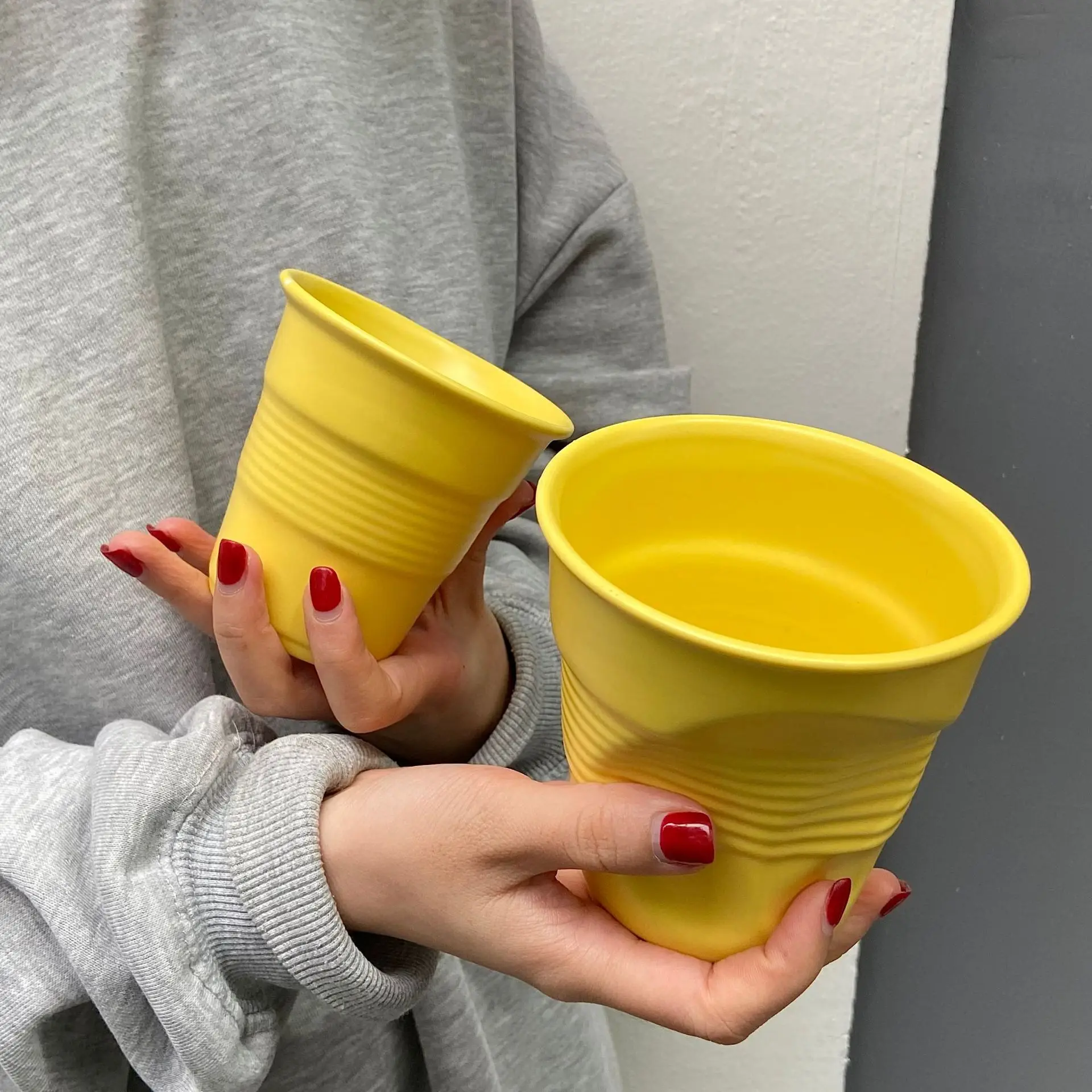 colorful Ceramic mug, wrinkled coffee cup, female couple mug, creative mug, cute water cup