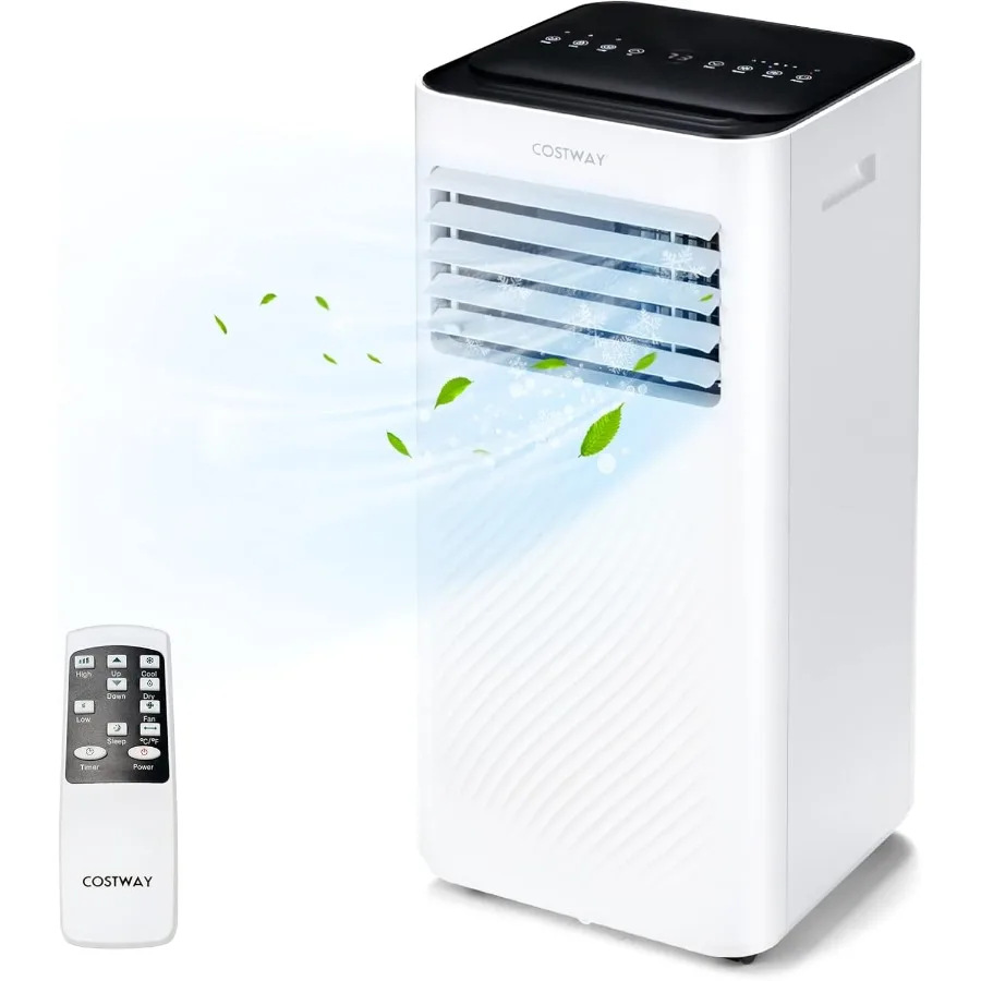 مكيف هواء محمول وحدة تيار متردد 10000 وحدة حرارية بريطانية مع وضع النوم مزيل الرطوبة بمروحة باردة للغرف حتى 350 قدم مربع تتضمن مؤقتًا 24 ساعة C