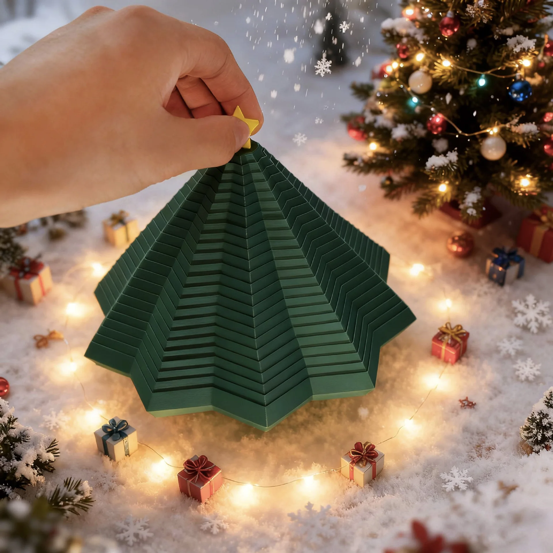 3D Printed Christmas Star Ornaments with Handle Fingertip Rotating Polygon Ornament for Home Office Decoration Christmas Gift