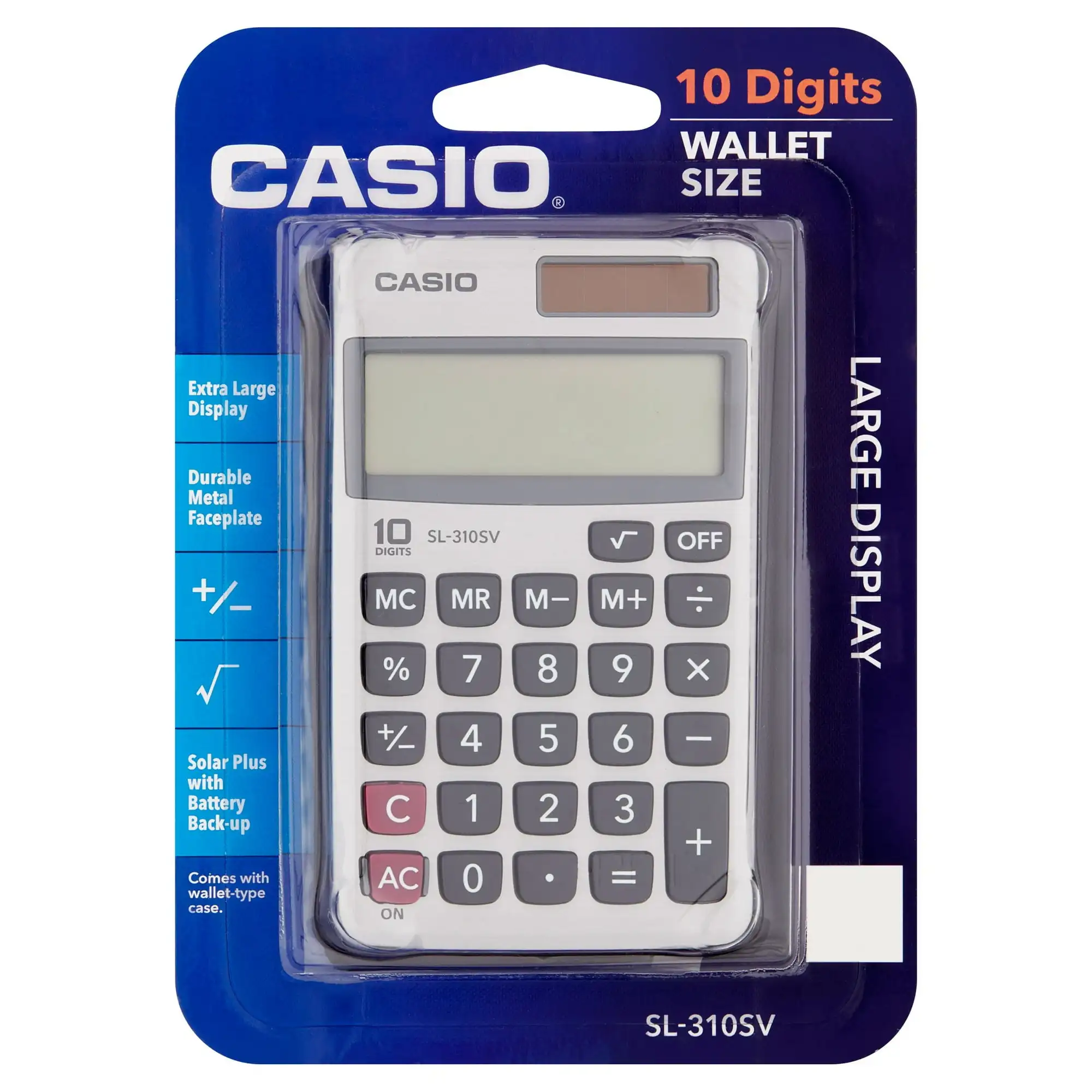 Casio SL-310SV 10-Digit Wallet Size Basic Calculator for Elementary to High School classes