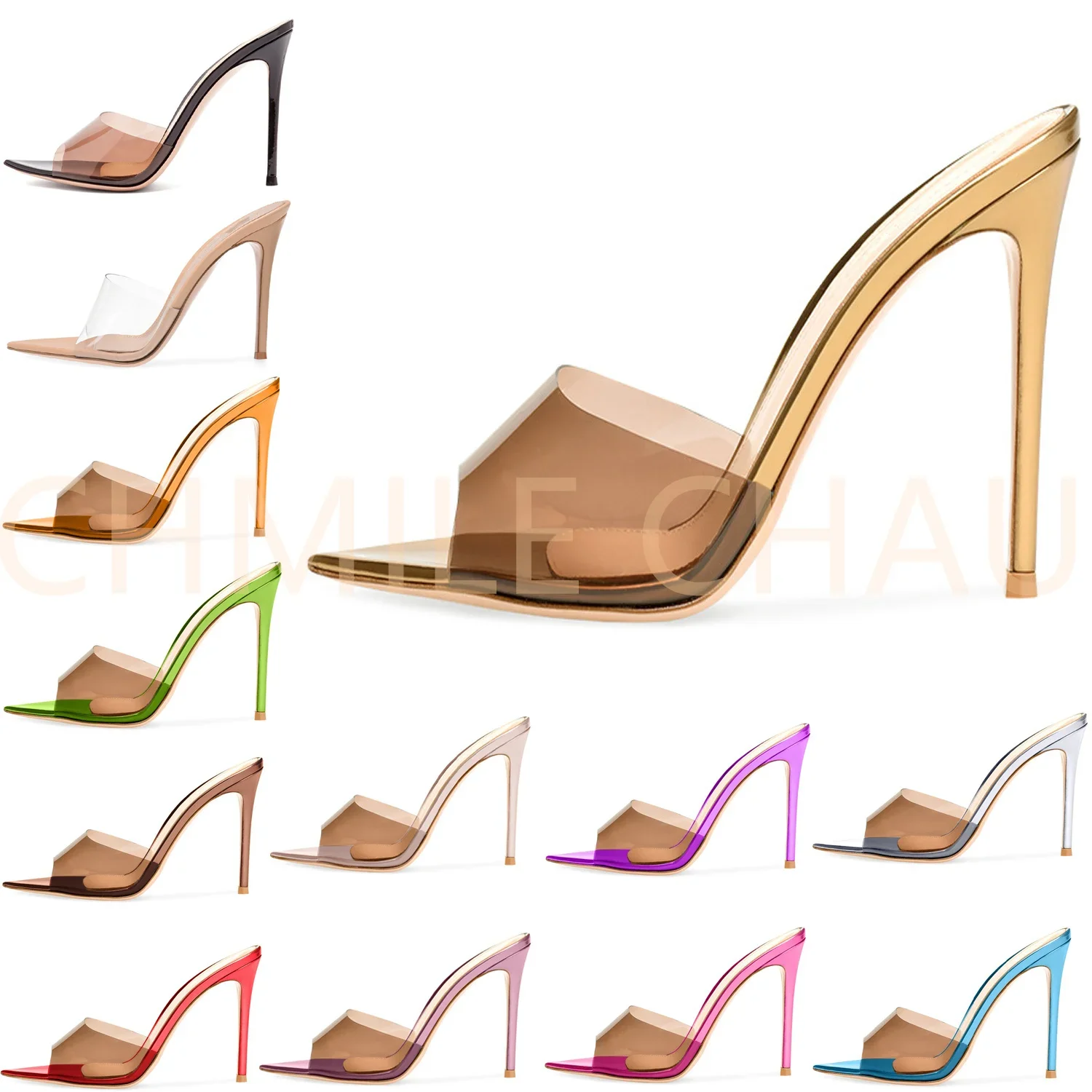 【Measure Your Feet Length Before Order】Sandals Woman Pointed Toe High Heel Slip-On Sexy Stiletto Ladies Designer Shoes 7-I-SP-1