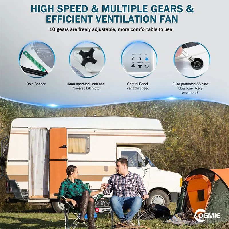 400*400 Mm 22W Remote10 Speed RoofAir Ventilation Cooling Blower Caravan RV Service Part Car Fan With Rain Sensor