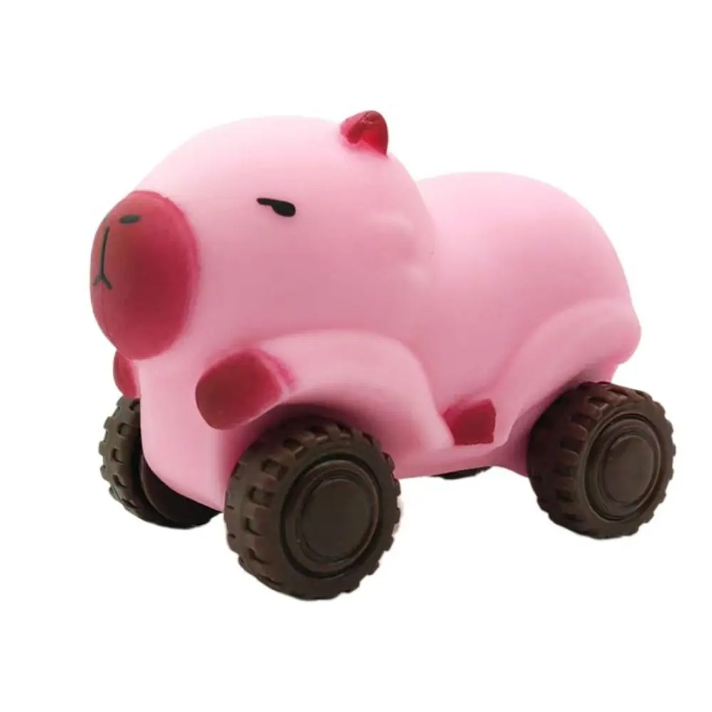 Brinquedo de apertar capivara de carro extensível, alta elasticidade com roda, capivara, brinquedo macio, amassar, brinquedo de pitada fofo