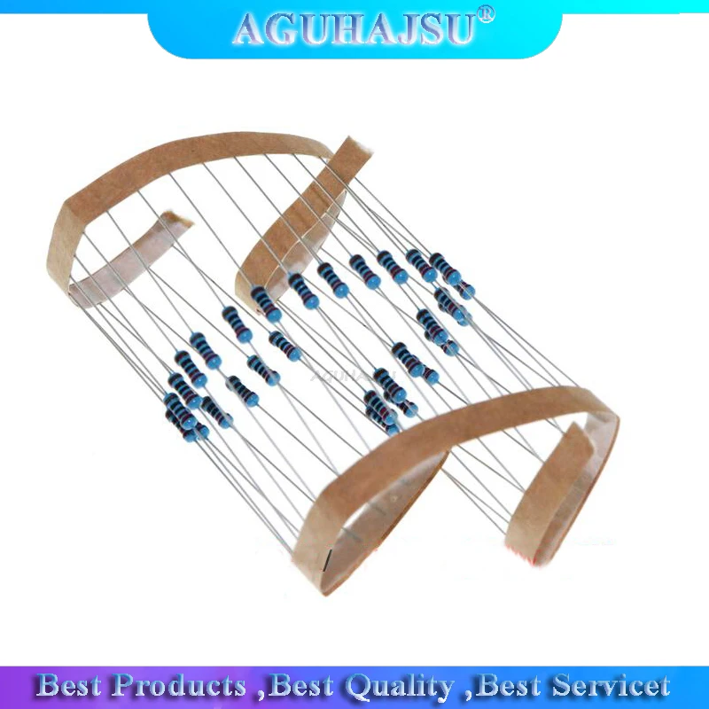 100Pcs 1/4w 금속 필름 저항기 1% 10ohm - 2.2M 옴 1R 10R 100R 220R 1K 10K 100K 저항