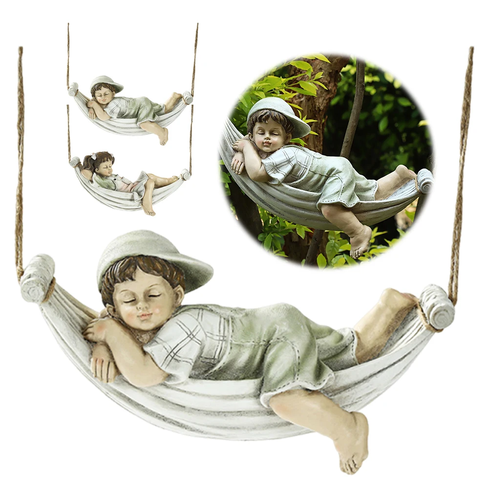 Creative Garden Statue Resin Miniature Figurine Lying Casual Girl Resin Sculpture Figurine Indoor Outdoor Decor Ornament