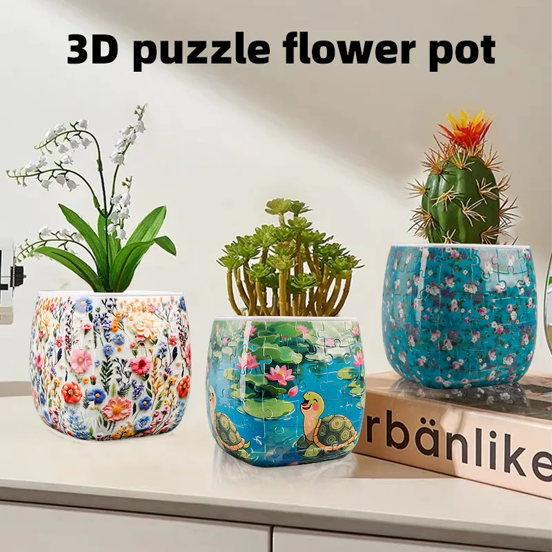 

Creative 3D Puzzle Vase Handmade DIY Creative Living Room Decoration Ornament Birthday Gift