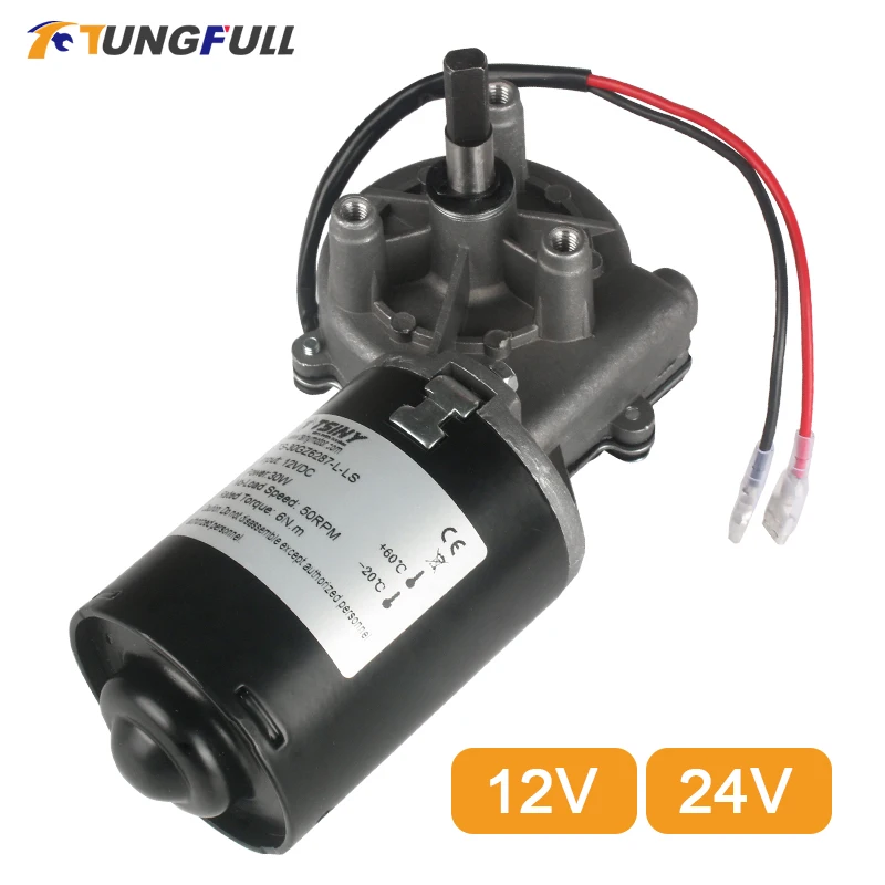 Moteur à Engrenages Vis Sans Fin Réversible 12V CW/CCW - 5 Tours/minute - Couple Élevé
