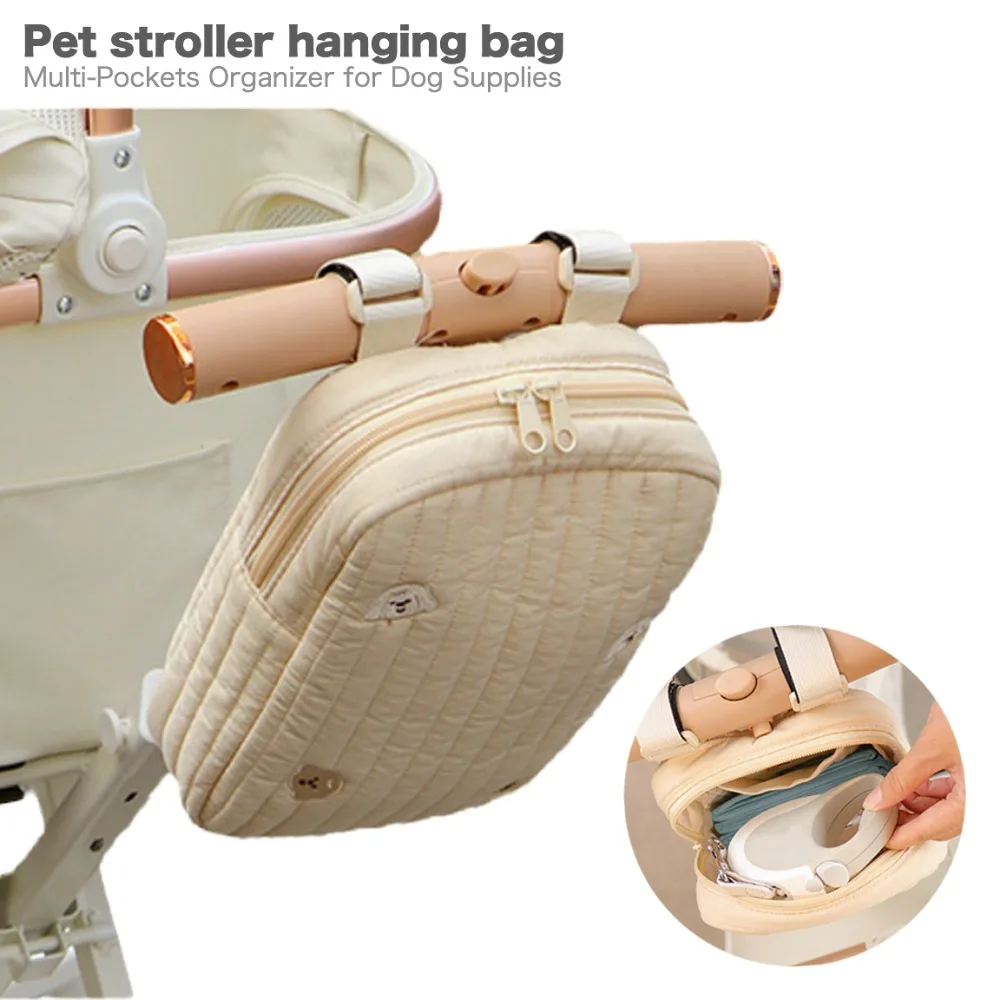 Luxury Outdoor Carrier Bag for Dog Stroller Multifunction Hanging Storage Bag Organizer Carts for Cats Container Pet Accessories