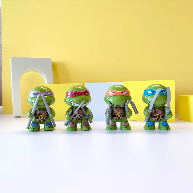 4 pcs/set Teenage Mutant Ninja Turtles Q Version 7cm Mini Figure Comic Periphery Model Dolls Desktop Decoration Ornaments Gifts