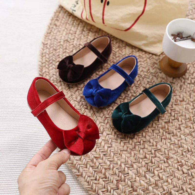 Children's Suede Single Shoes Toddler Flat Casual Shoes Princess Party Dress Single Shoes Student Dance Single Shoes Kids Shoes