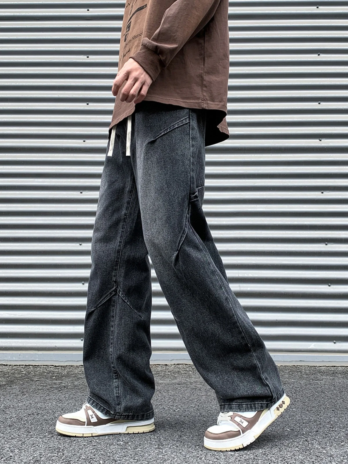 

Мужские джинсы прямого кроя в американском ретро-стиле, повседневные рабочие брюки, модные широкие брюки больших размеров в стиле High Street