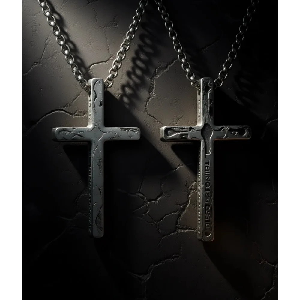 

Вдохновляющее колье с крестом, 2 шт., для мужчин и мальчиков, подарок на Пасху, цепочка из нержавеющей стали, 18-24 дюйма