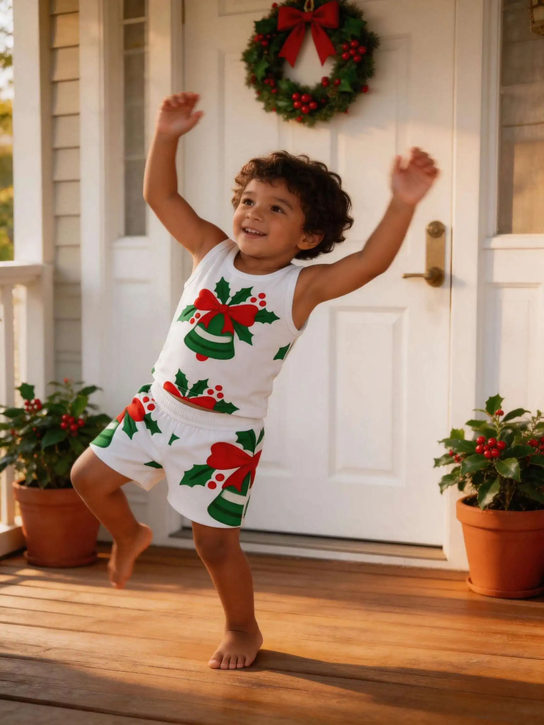Kids Sleeveless Vest Shorts Set Summer Cute Print Crew Neck Loose Casual Baby Outfit Daily Wear Outing