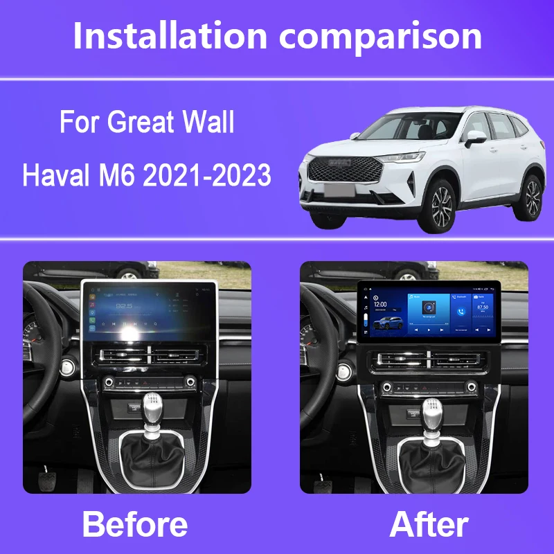 12.3 Inch For Great Wall Haval M6 2021-2023 Android 14 8-Core 8G+128G Car Multimedia Player Stereo Receiver Radio GPS 4G WIFI