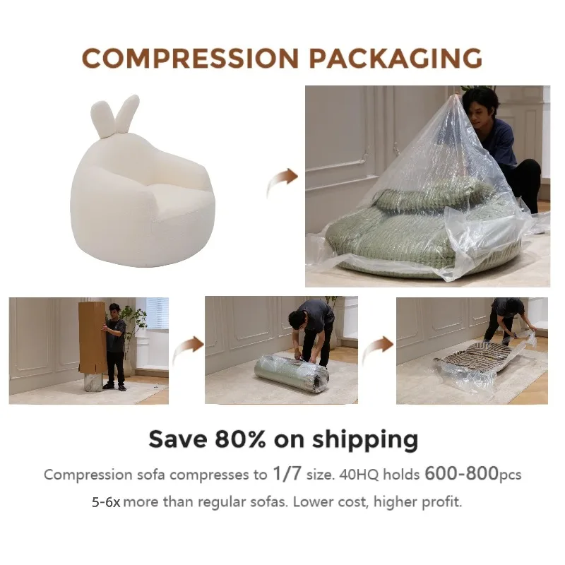 Modern Solid Color Accent Vacuum Compression Sofa Chair Plush Upholstered Armchair No Assembly Required for Livingroom