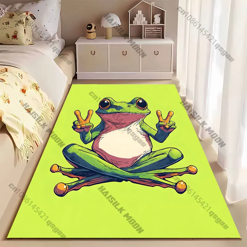 Peaceful frog making gesture carpet Yoga living room room decor children's crawling mat doormat area rug games mat