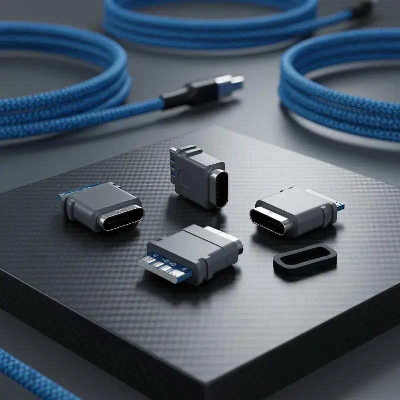 New2/5/10Pcs USB 3.1 Waterproof Type-C Connector 4PIN 5A Female Socket Double 5.1K Resistor Support Charging And Discharging