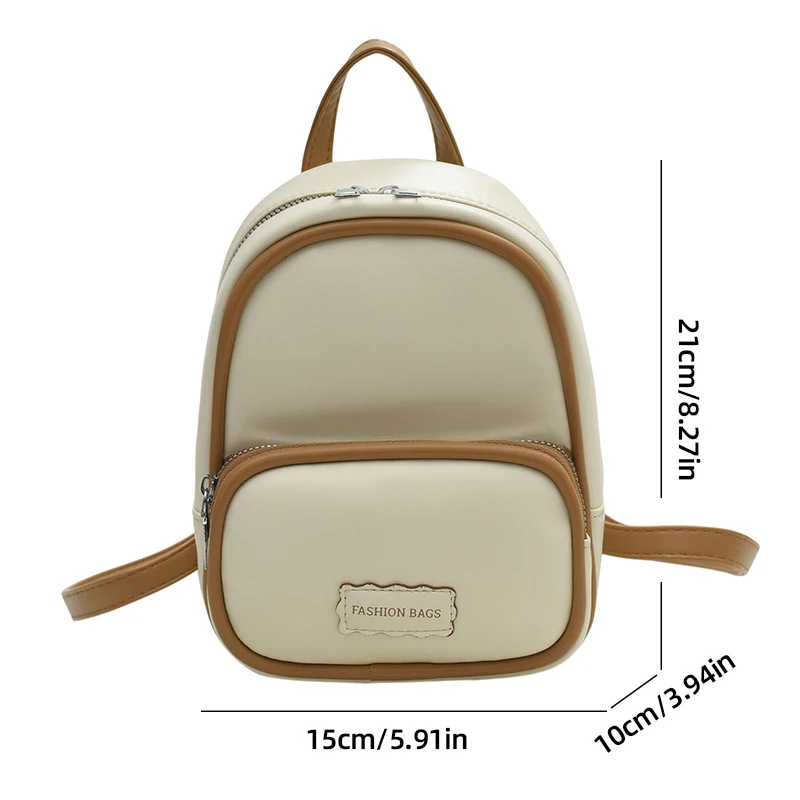 Mini zaino a doppia spalla per donna Borsa quadrata piccola Borse multitasche Zaino color caramello Confezione piccola da viaggio casual Confezione carina