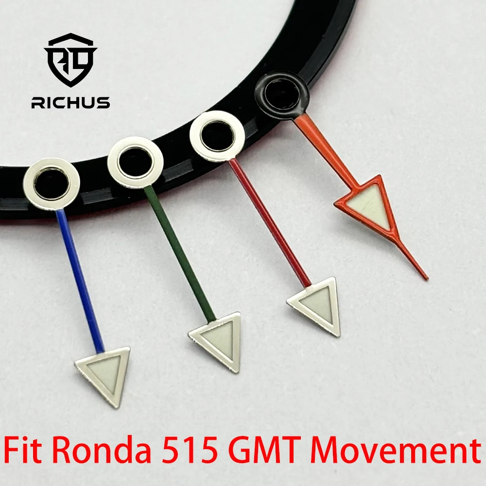 RICHUS Blue green Luminous GMT Second Hands Watch Blue Green Durable Accessory for Ronda 515 GMT Movement Watch