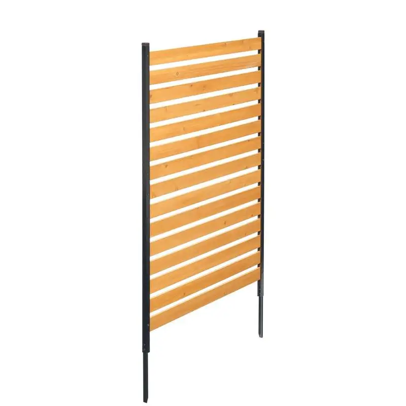 Valla de privacidad de madera, 39 pulgadas de ancho x 61 pulgadas de largo, pantalla de 1 panel para aire acondicionado, cubierta para equipos de piscina con estacas metálicas, fácil instalación DIY, ocultador de basureros para exteriores para decoración de jardín