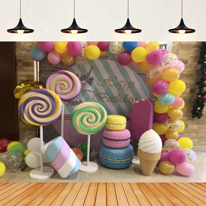 

Фон для фотосъемки Sweet Candy Shop Мороженое Candyland Cake Smash для маленьких девочек 1st Birthday Party Украшение Фон