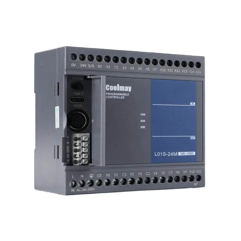 Coolmay Source Factory PLC programmable logic controller 14 DI/10 DO for industrial control RS232 RS485 with free software