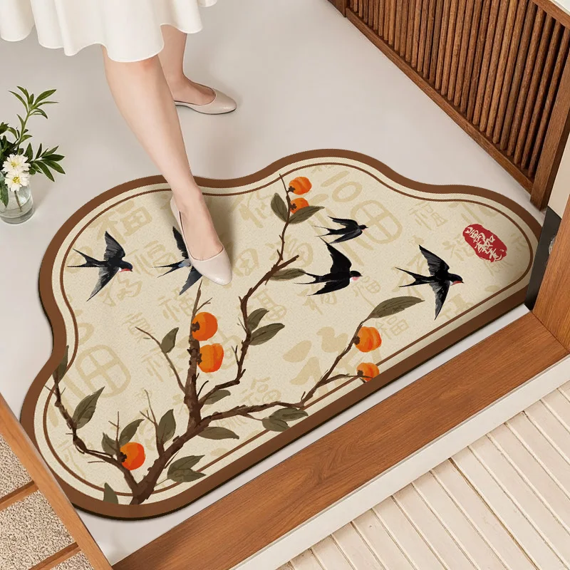 

Супервпитывающий коврик для ванной, противоскользящий придверный коврик, коврик для туалета, новый китайский стиль, домашний текстиль, напольный коврик с растительным цветочным узором