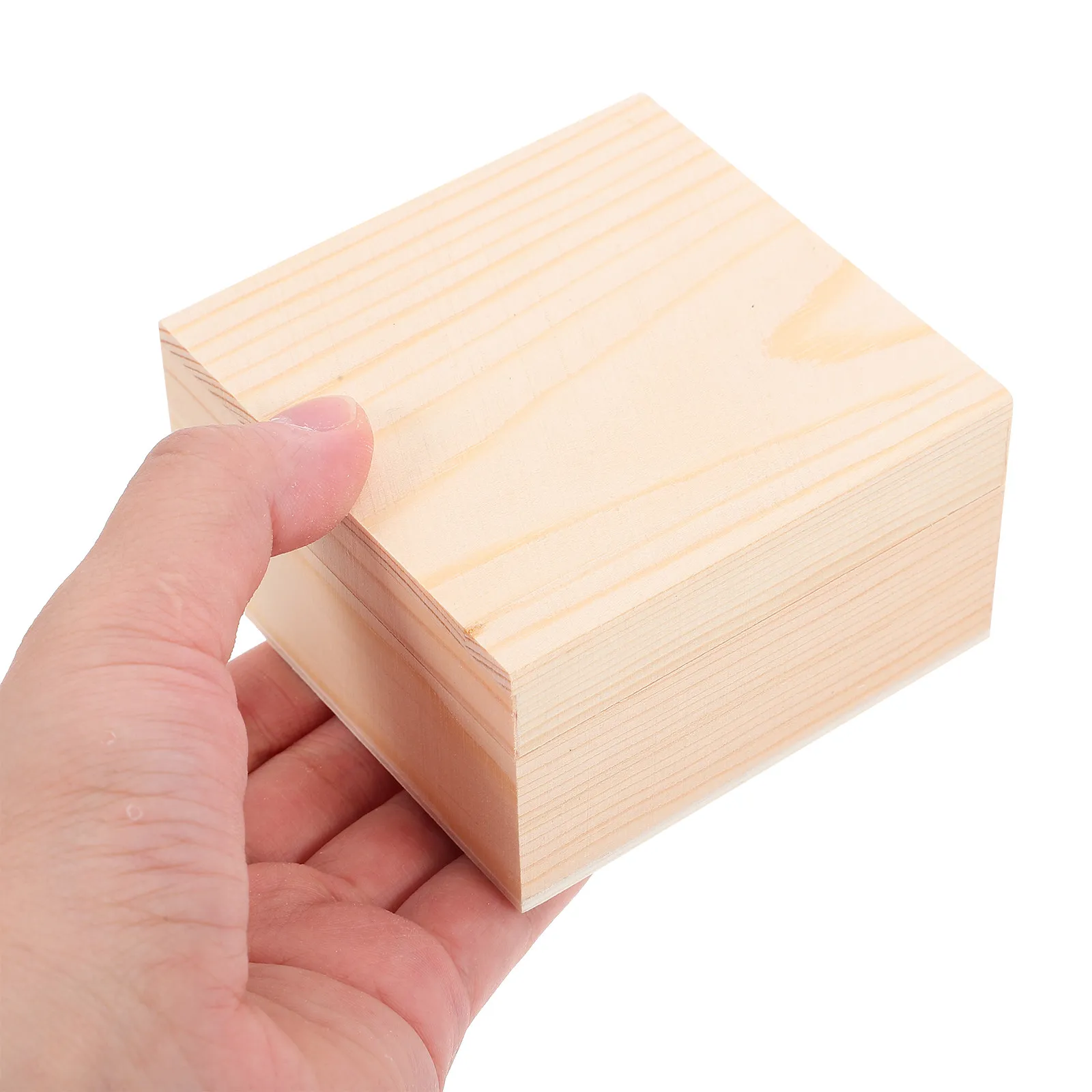 2Pcs Mini Unfinished Wood Box Small Blank DIY Wooden Jewelry Storage Box for Painting Home Office Decoration