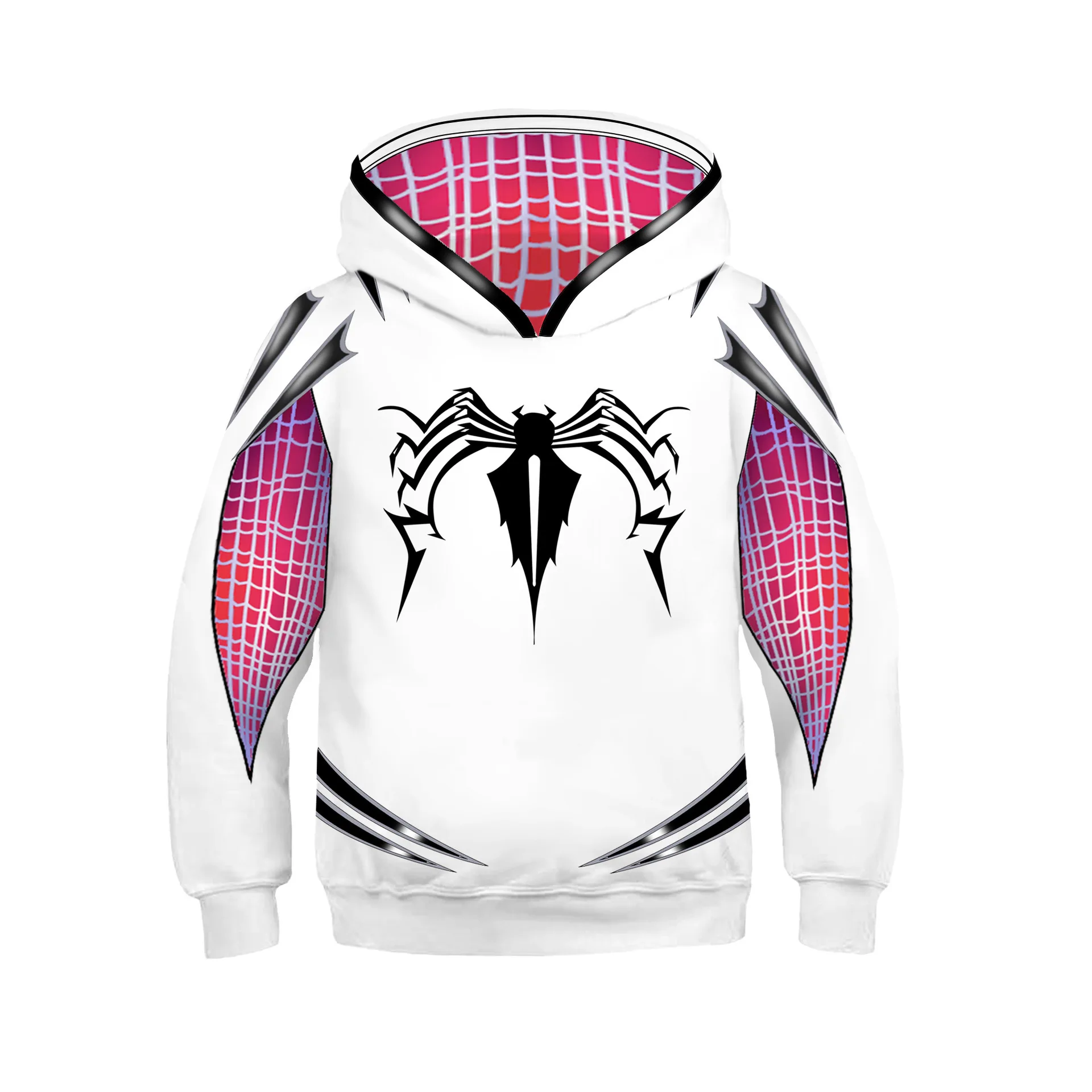 Anime 3D Printed Spider Gwen Hoodie Movie Cosplay Costume Hooded Pullover Kids Streetwear Child Halloween Party Cloak Sweatshirt