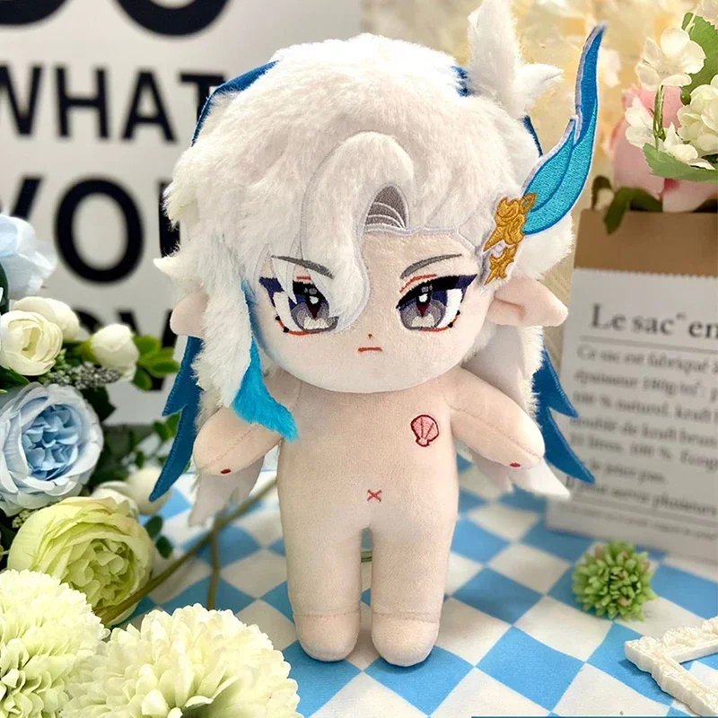 เกม Genshin Impact Neuvillette ตุ๊กตาตุ๊กตาตุ๊กตาของเล่นตุ๊กตา Plushies ภาพเคลื่อนไหวเปลี่ยนชุดเสื้อผ้า 20 ซม.Xmas ของขวัญ