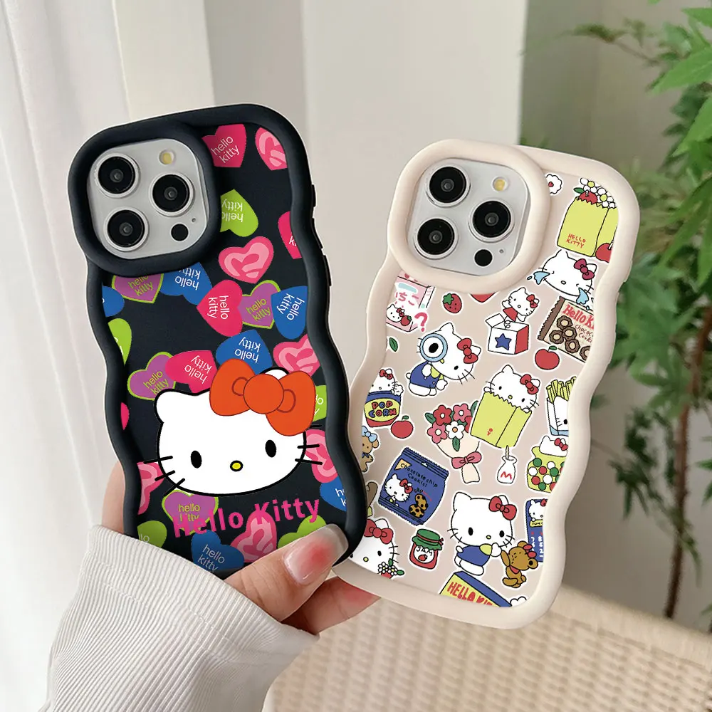 Cute Hellos Kittys Kawaii Phone Case For OPPO Reno 2 4 5 6 7 7Z 8 8T 10 11 Z Pro 4G 5G Candy Color Soft TPU Back Cover