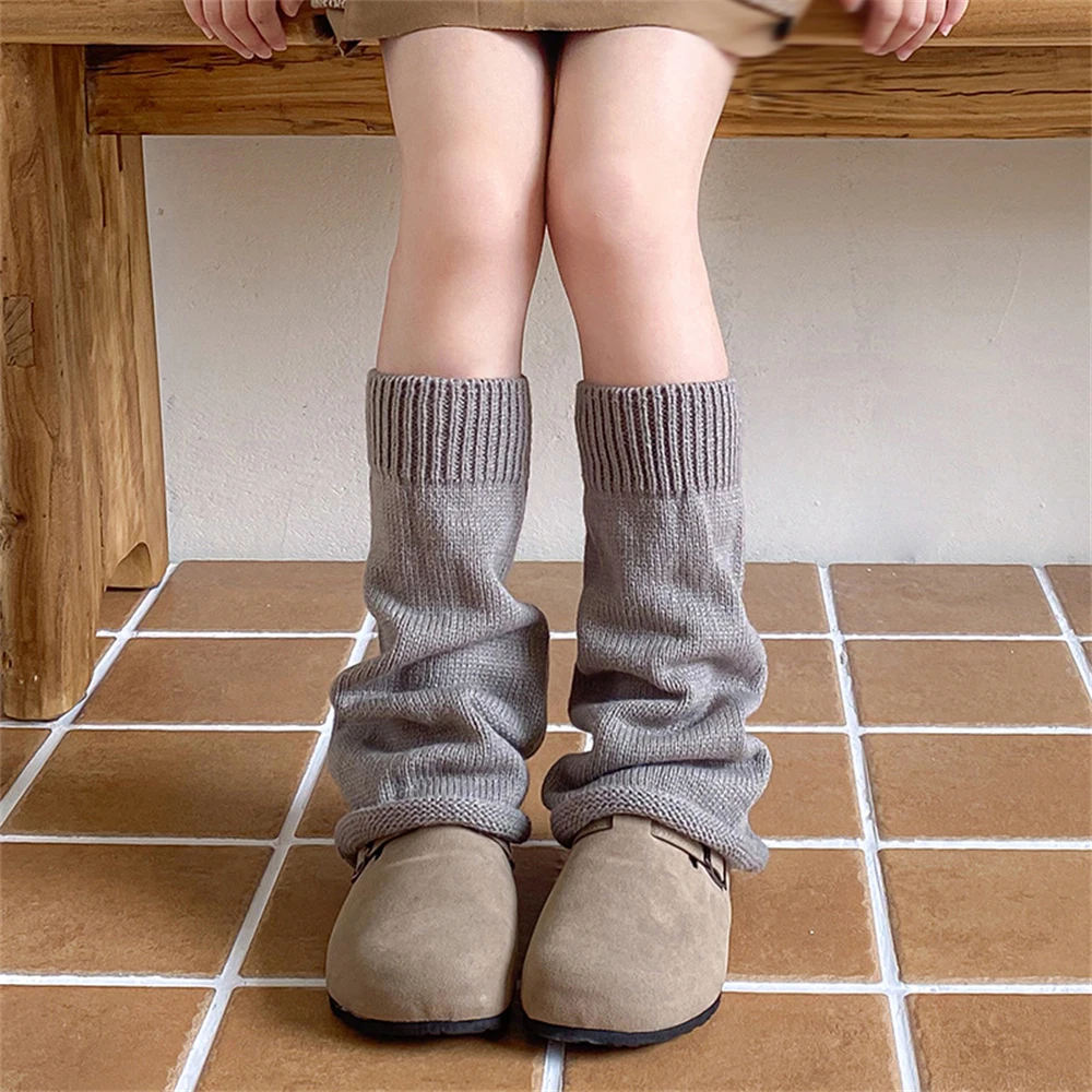Girls Calf Pile Socks Autumn Winter Long-tube Wide-leg Flared Foot Covers Korean JK Children's Warm Soft Solid Color Leg Warmers
