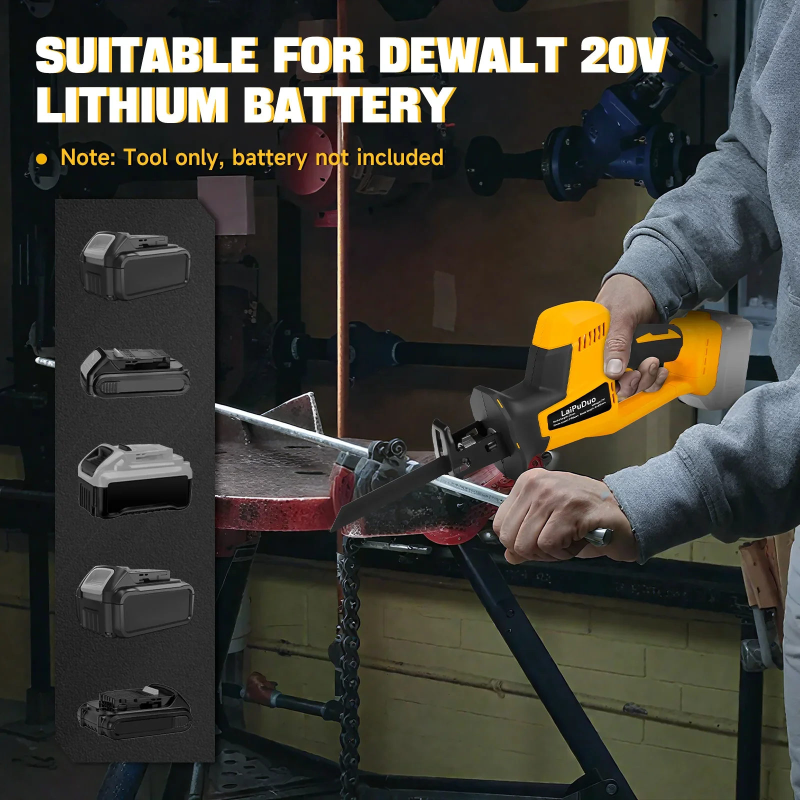 FORGEKIN Brushless Reciprocating Saw Portable Electric Saw Wood Metal Pipe Cutting Power Tools for Dewalt 20V Battery Pin