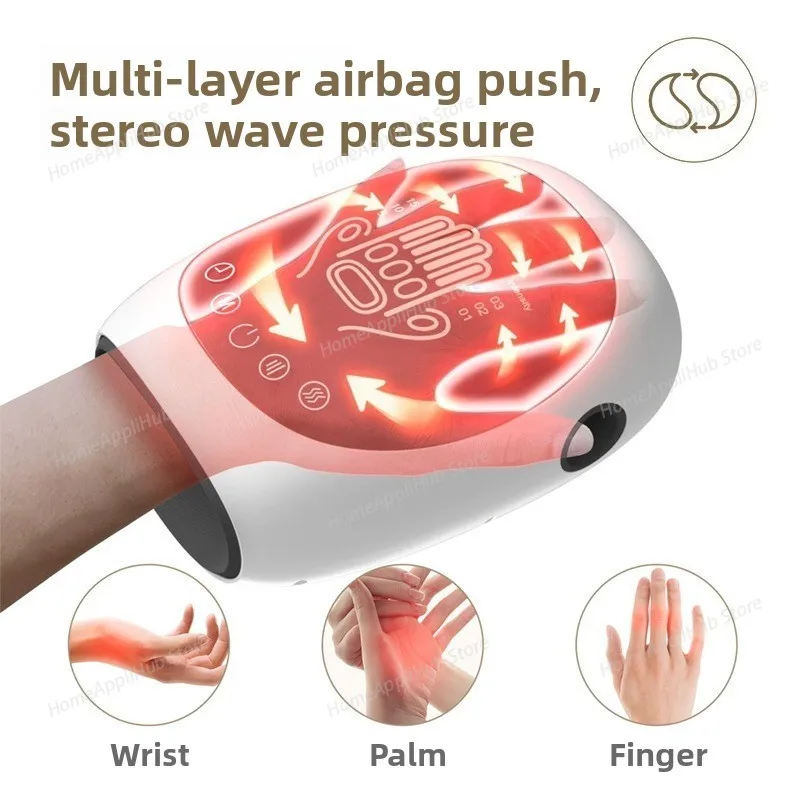 Electric Point Therapy Massager for Hand Pain Relief, Carpal Tunnel Cordless Hand Massager Machine with Heat Compression