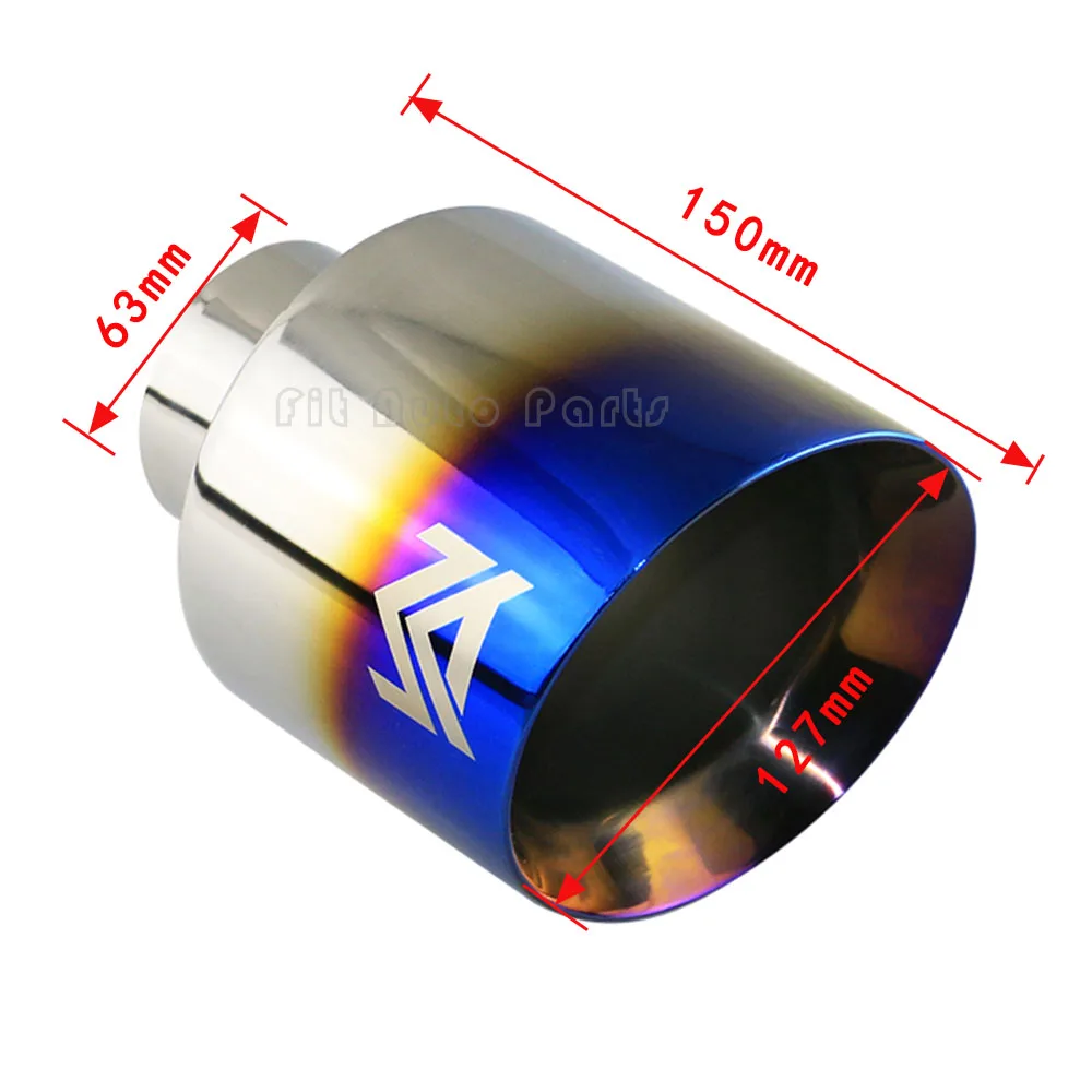 Universal Car Exhaust End Tip Stainless Steel 63/76mm Inlet 127mm Outlet Slant Cutter Muffler Tailpipe